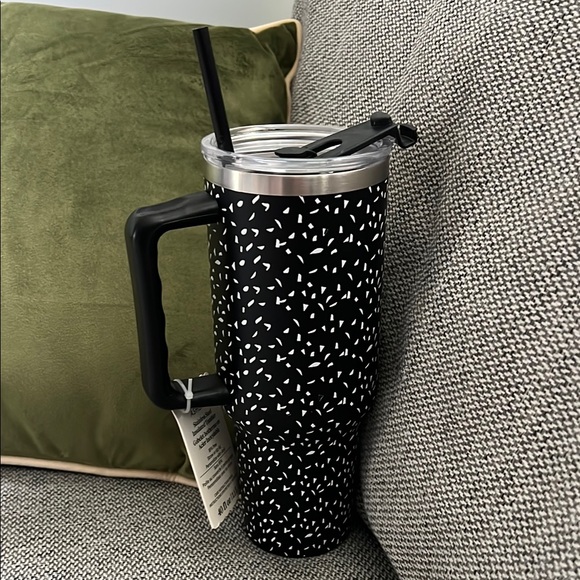 Black and White Composition Notebook Speckled Tumbler with Straw, new - Picture 6 of 9